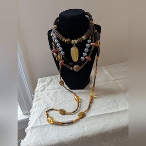 Lot Of 4 Vintage Beaded Tiger's Eye Necklaces